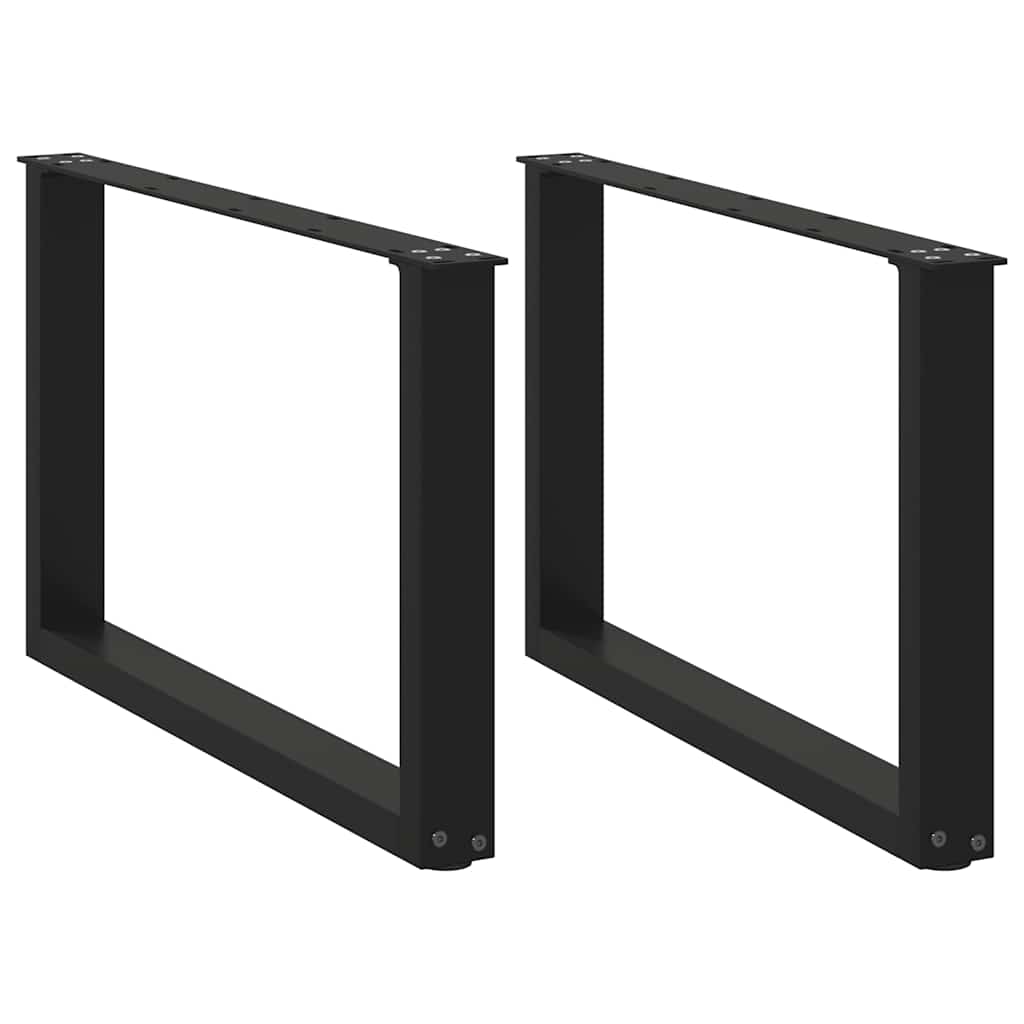 Pés para mesa de centro em formato de u, 2 peças, preto, 60x (42-43) cm, aço