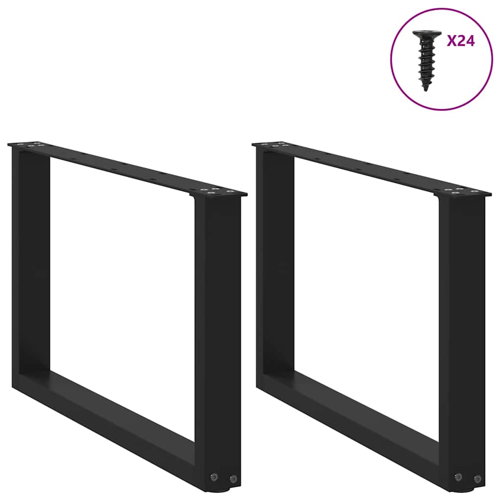 Pés para mesa de centro em formato de u, 2 peças, preto, 60x (42-43) cm, aço