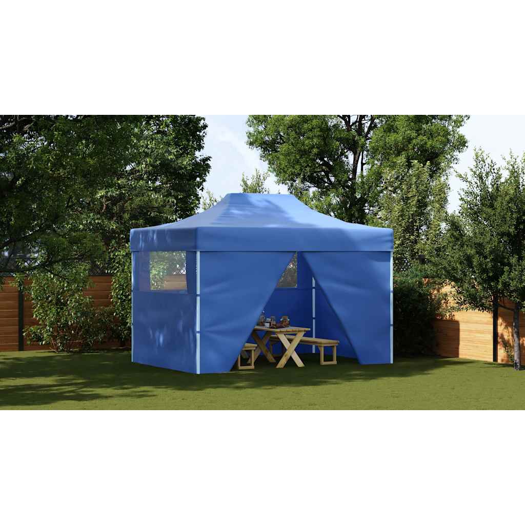 Tenda pop-up dobrável com 4 paredes laterais 3x4,5 m azul