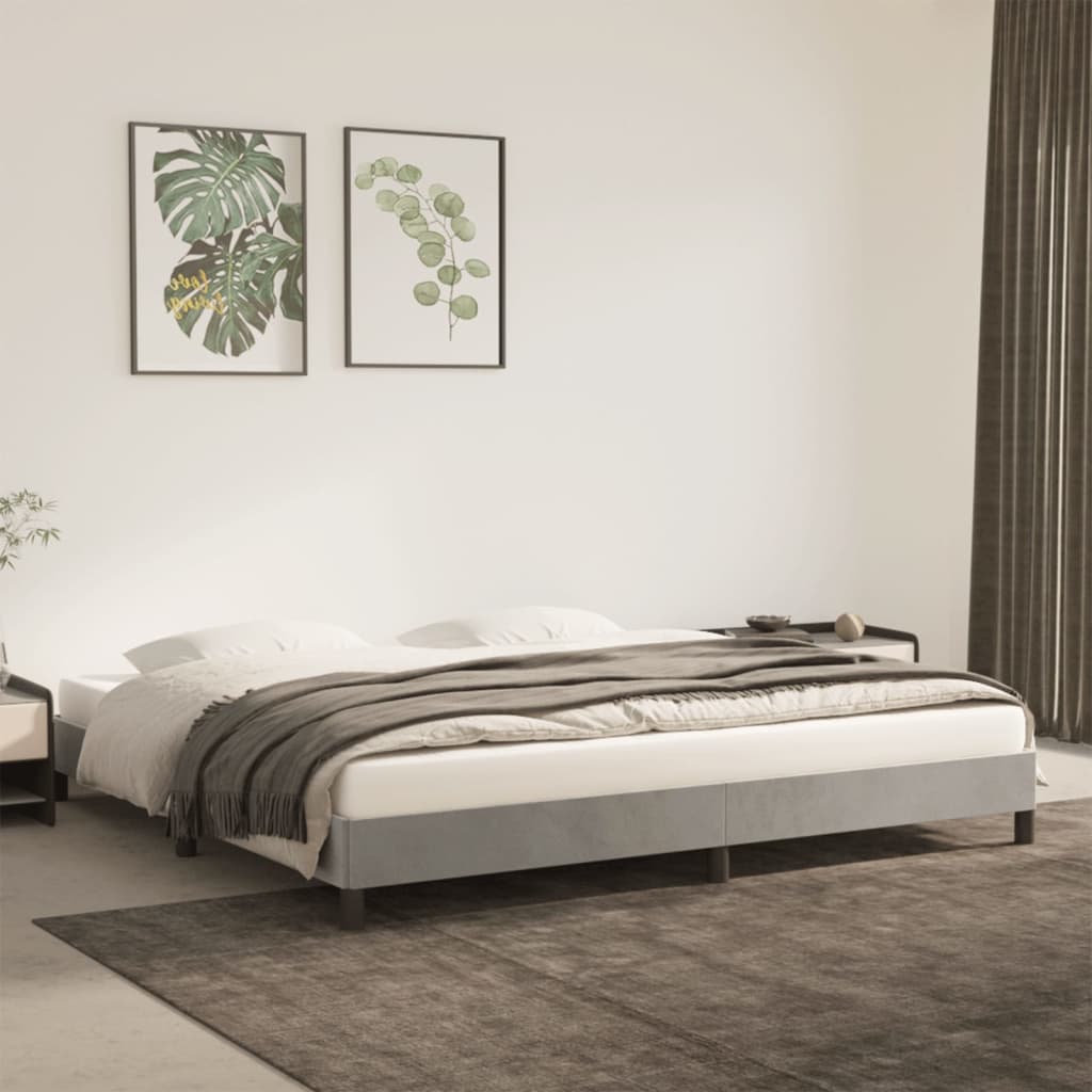 Estrutura de cama sem colchão 200x200 cm veludo cinzento-claro