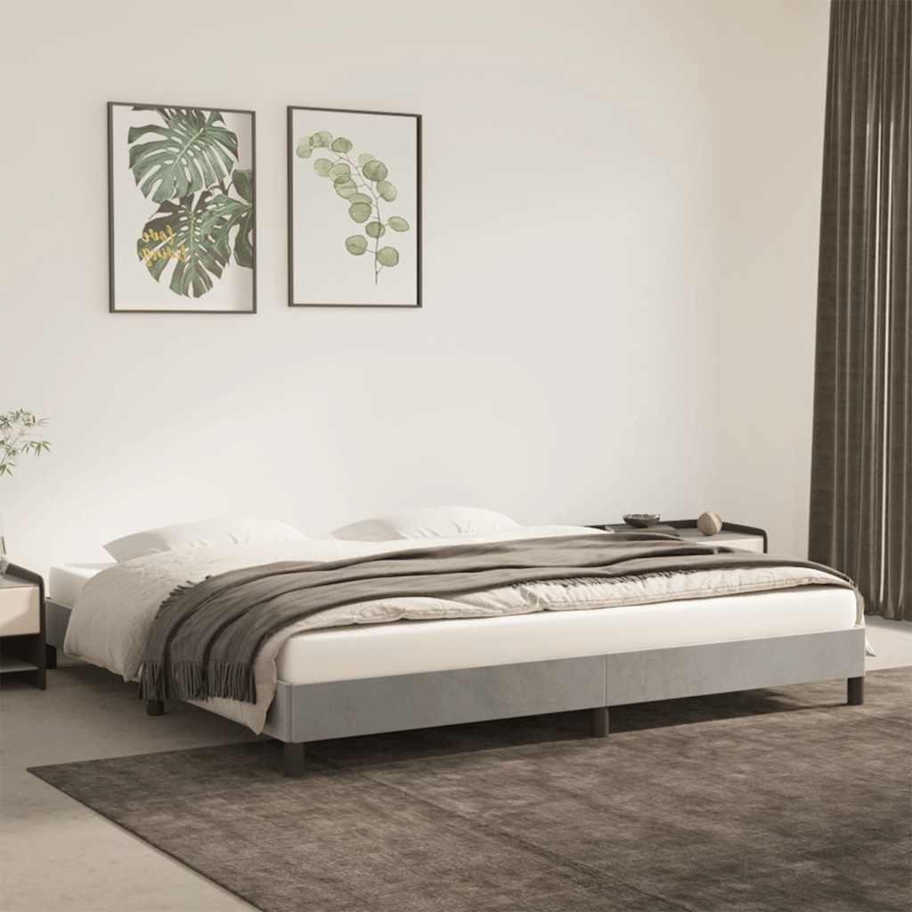 Estrutura de cama sem colchão 200x200 cm veludo cinzento-claro