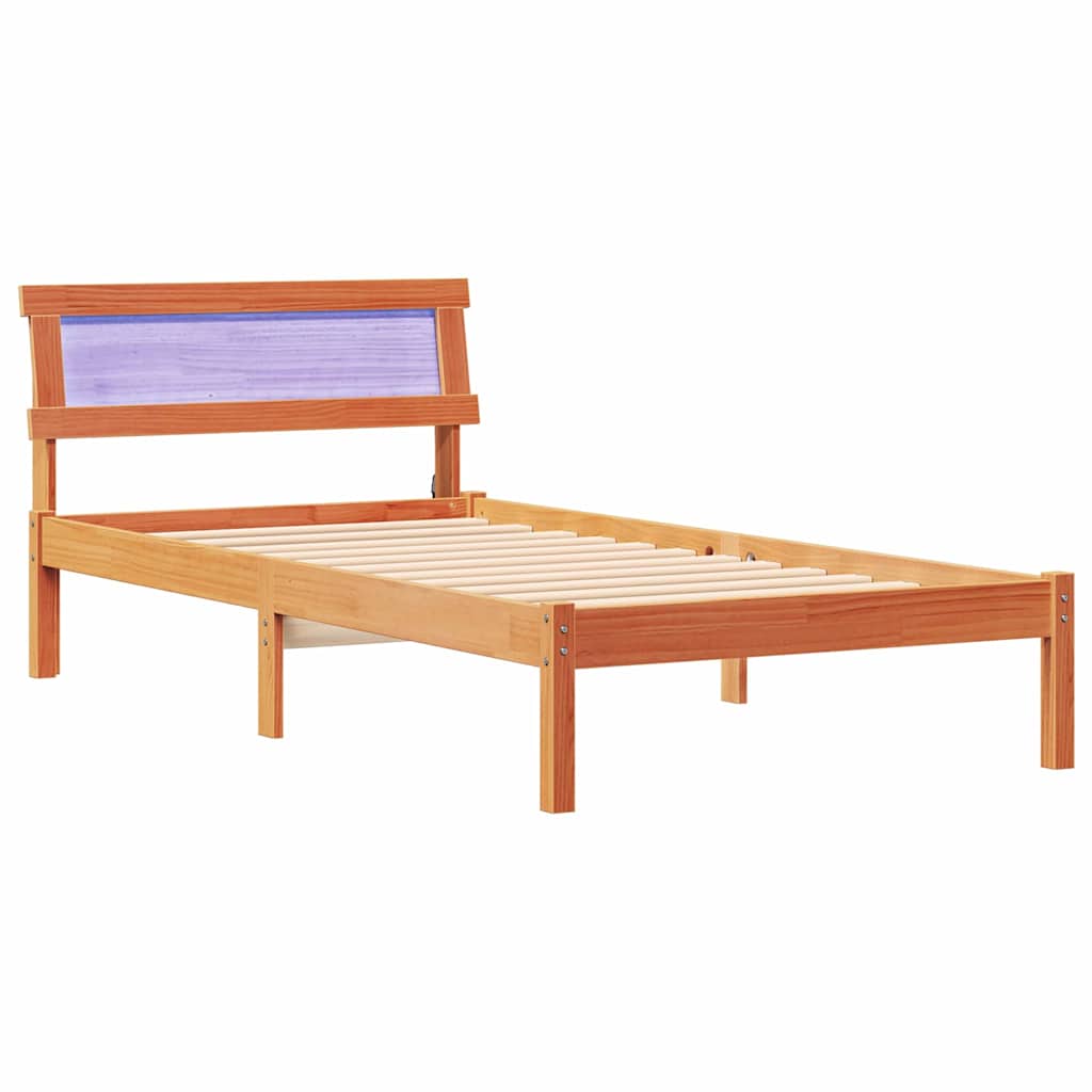 Estrutura da cama com cabeceira marrom cera 90 x 190 cm