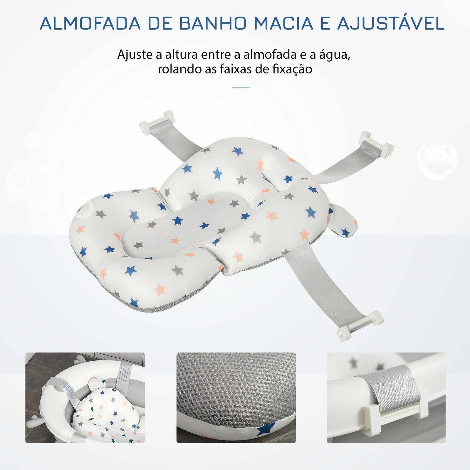 Banheira para bebé recém nascido até 3 anos dobrável 30 litros com tampa termossensível e almofada confortável almofadas antiderrapantes 81,5x50,5x23,5cm cinza e branco