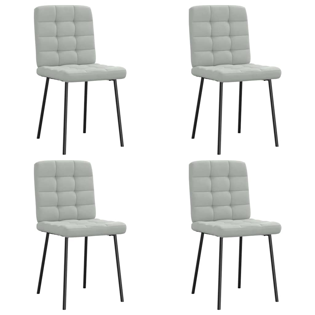 Cadeiras de jantar 4 pcs veludo cinzento-claro