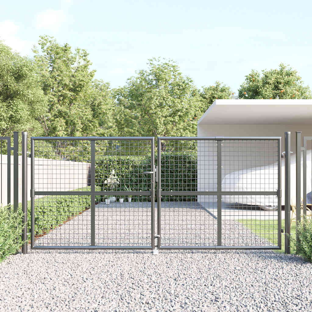 Portão de jardim em tela antracite 300x125 cm aço galvanizado.