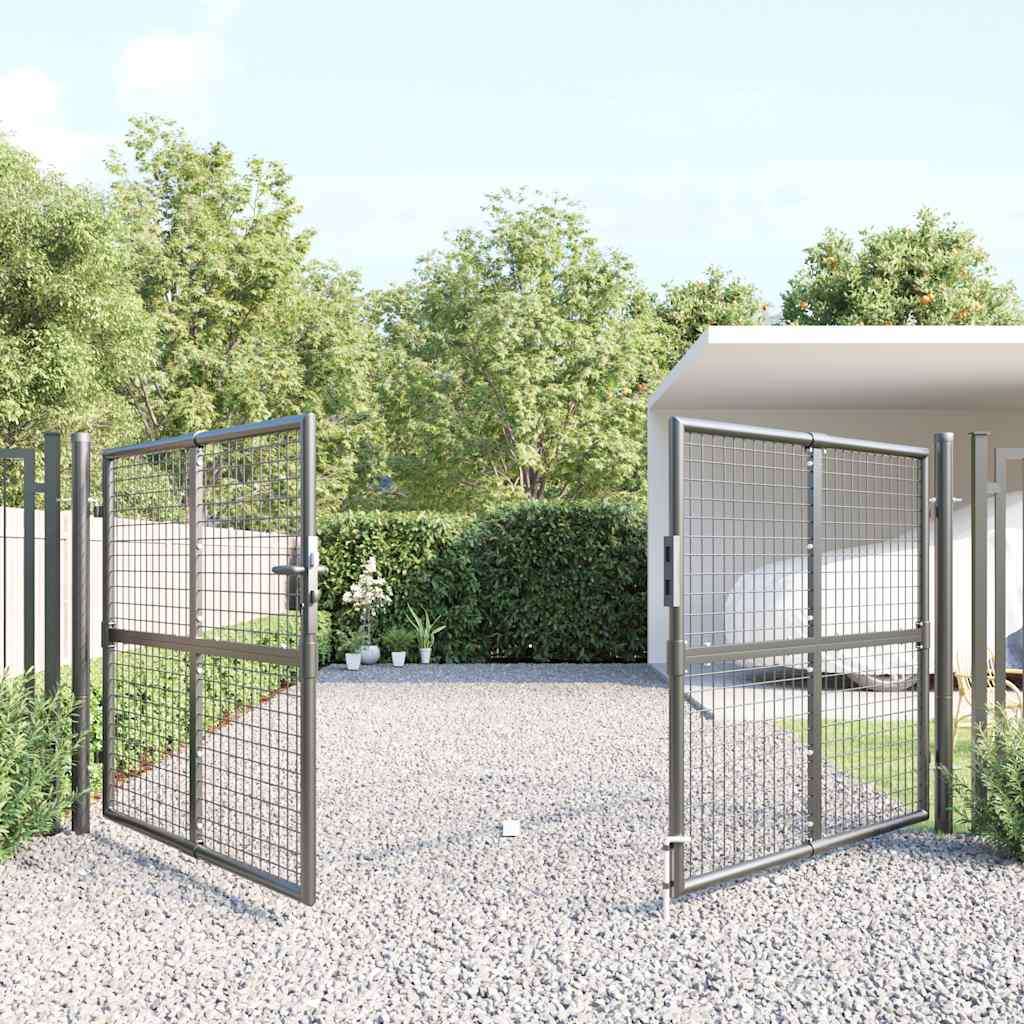 Portão de jardim em tela antracite 300x125 cm aço galvanizado.