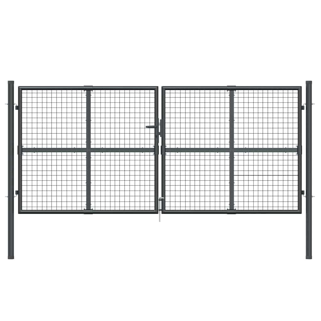 Portão de jardim em tela antracite 300x125 cm aço galvanizado.