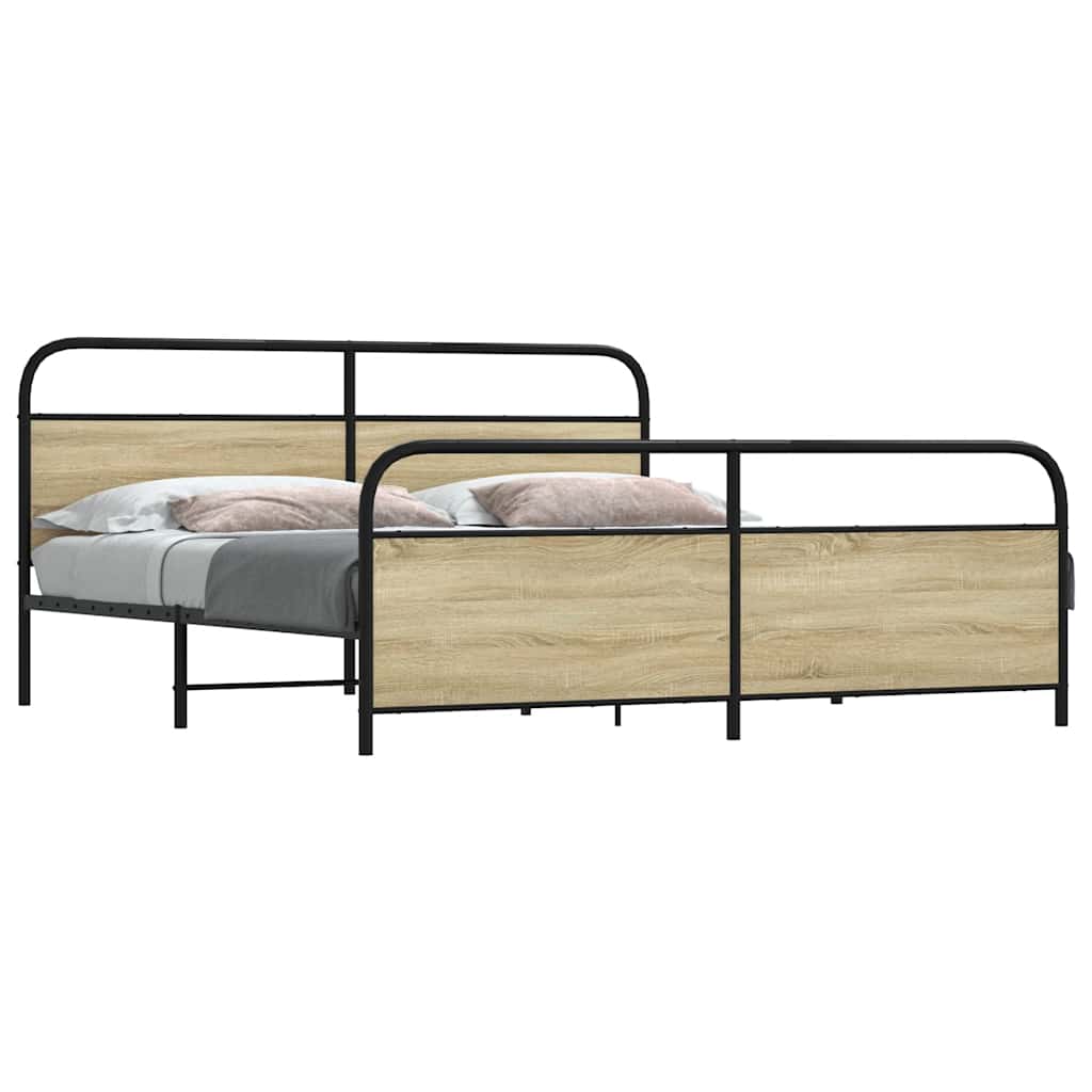 Estrutura de cama sem colchão 180x200cm metal carvalho sonoma