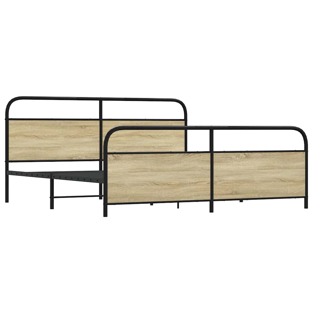 Estrutura de cama sem colchão 180x200cm metal carvalho sonoma