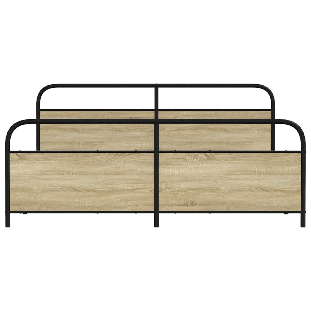 Estrutura de cama sem colchão 180x200cm metal carvalho sonoma
