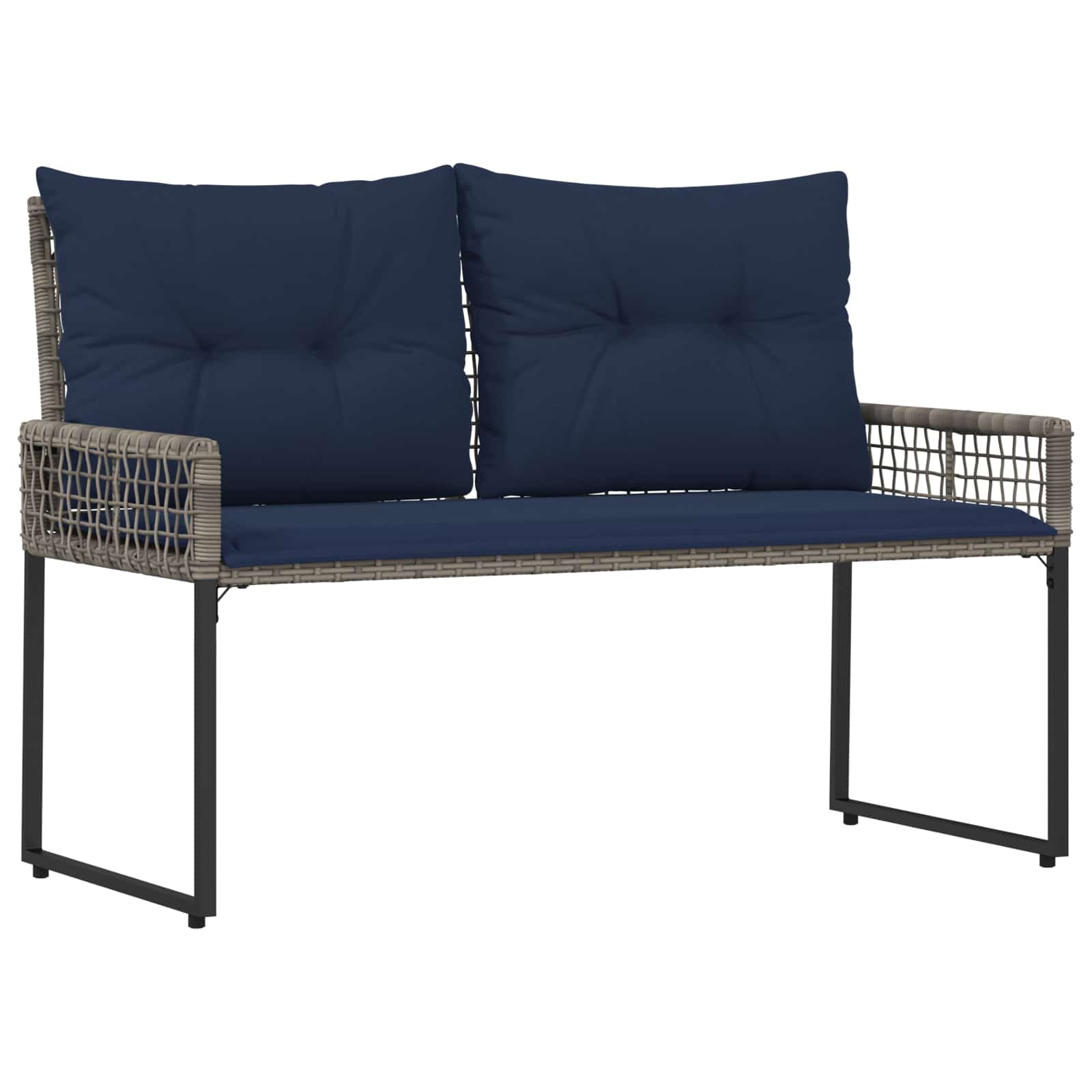 Banco de exterior com almofada cinza e marinho 118 x 55 x 82 cm