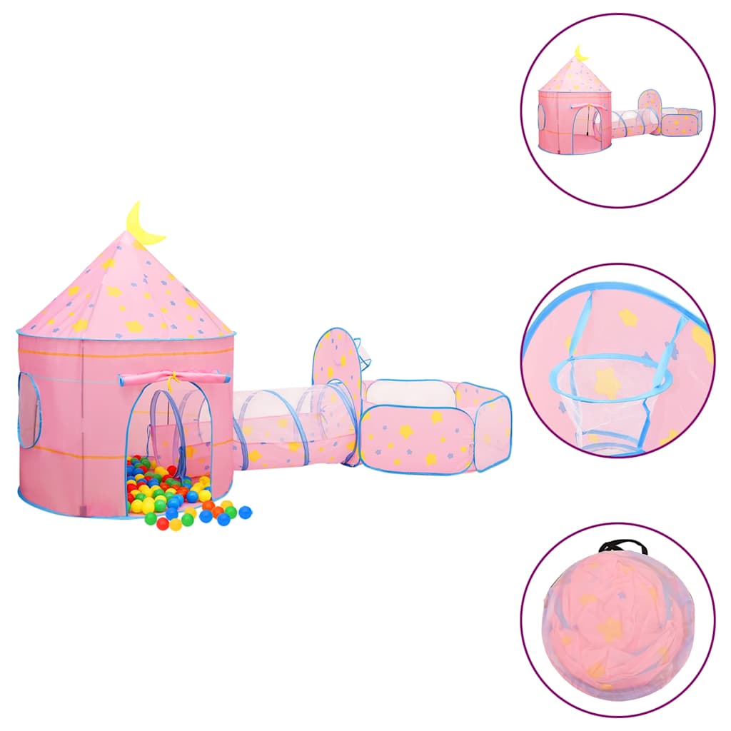 Tenda de brincar infantil com 250 bolas 301x120x128 cm rosa