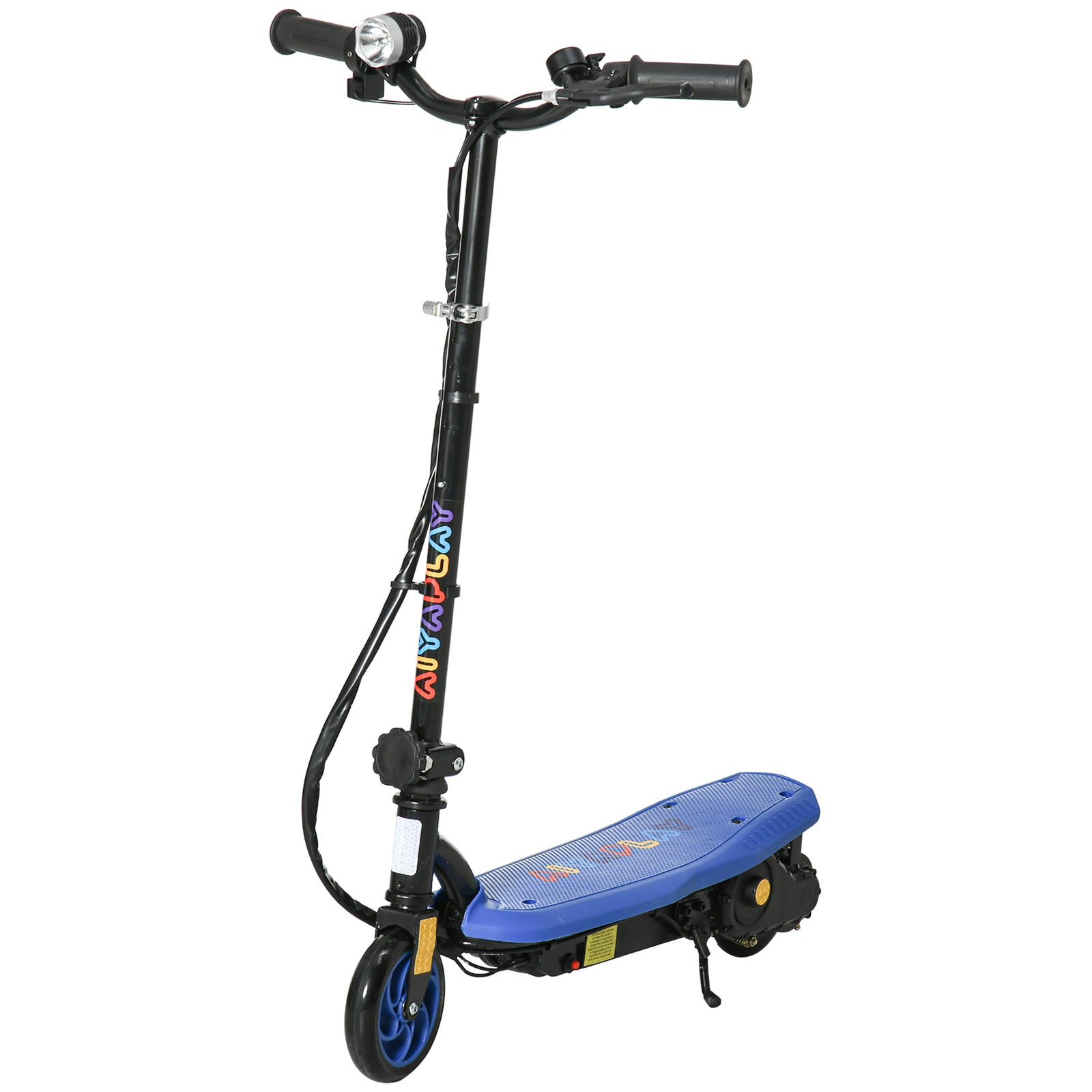 Trotinete elétrica dobrável com velocidade máx. 12 km/h motor 120 w autonomia máxima 10 km e farol LED 75x48x93-105 cm azul