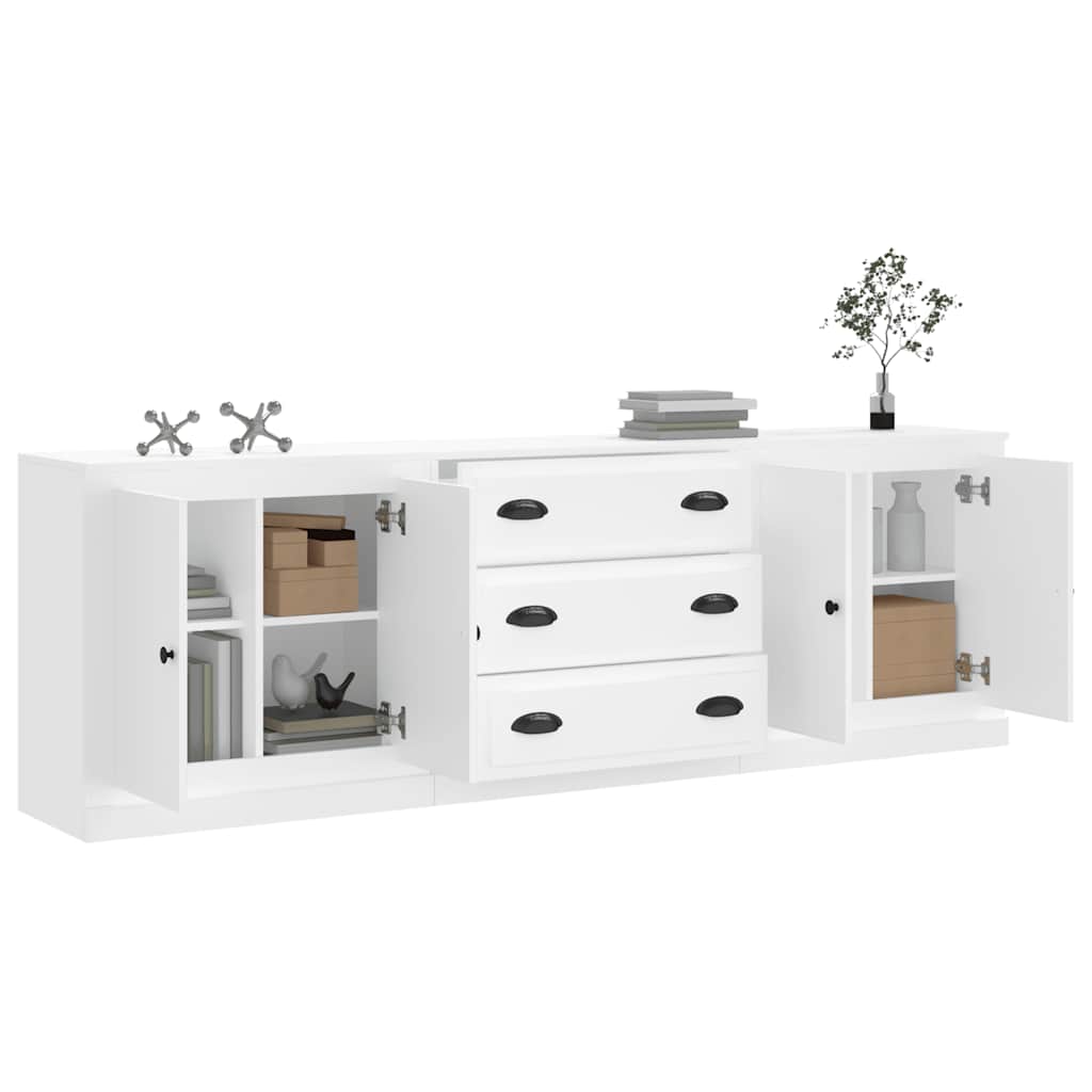 Aparadores 3 pcs madeira processada branco
