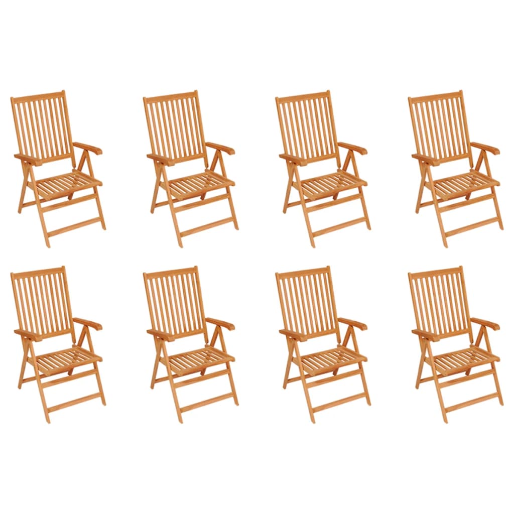 Cadeiras de jardim reclináveis c/ almofadões 8 pcs teca maciça