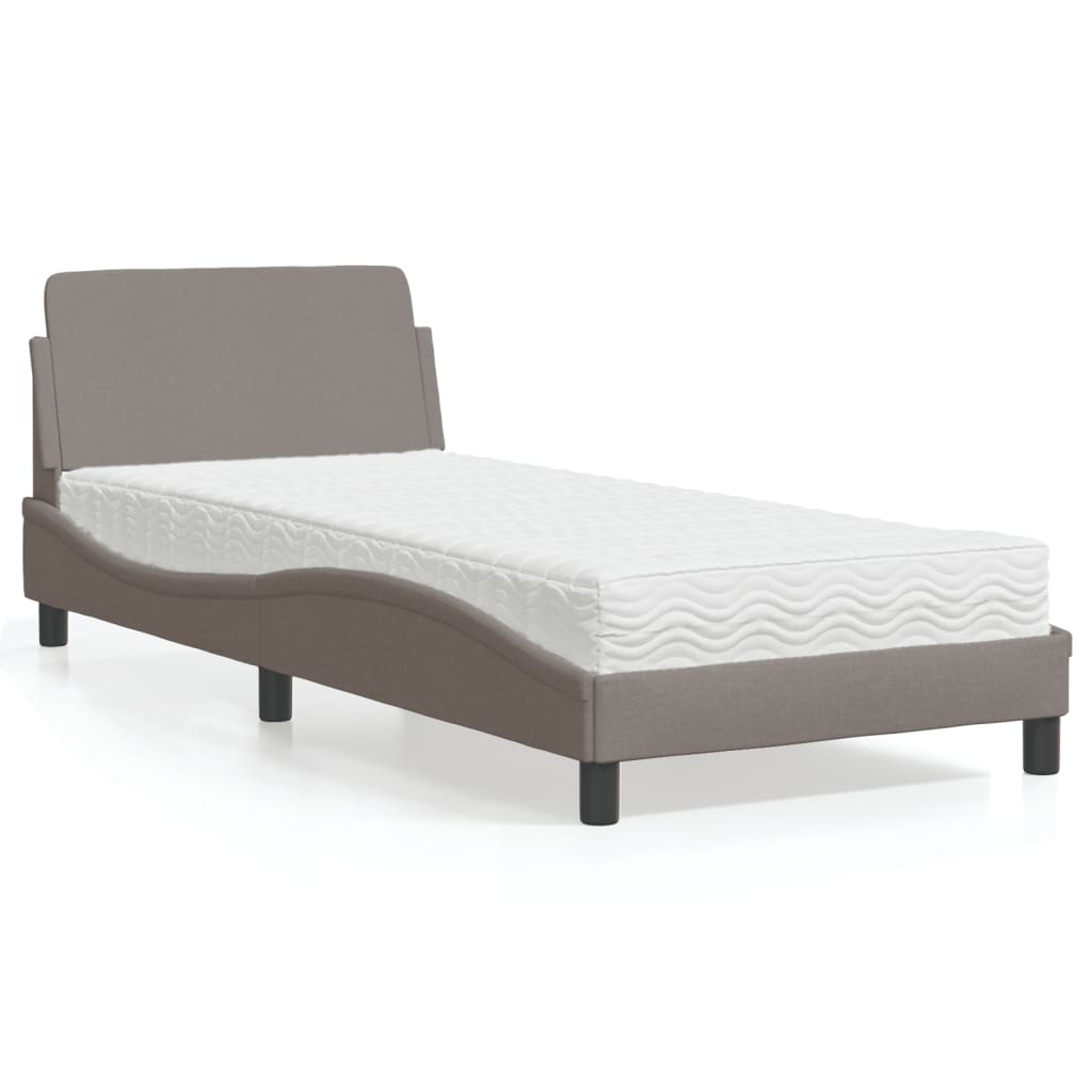 Cama com colchão dover 90x190 cm tecido castanho-acinzentado