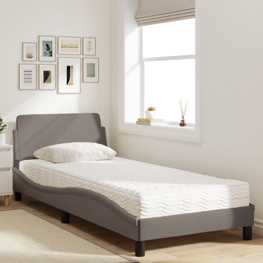 Cama com colchão dover 90x190 cm tecido castanho-acinzentado