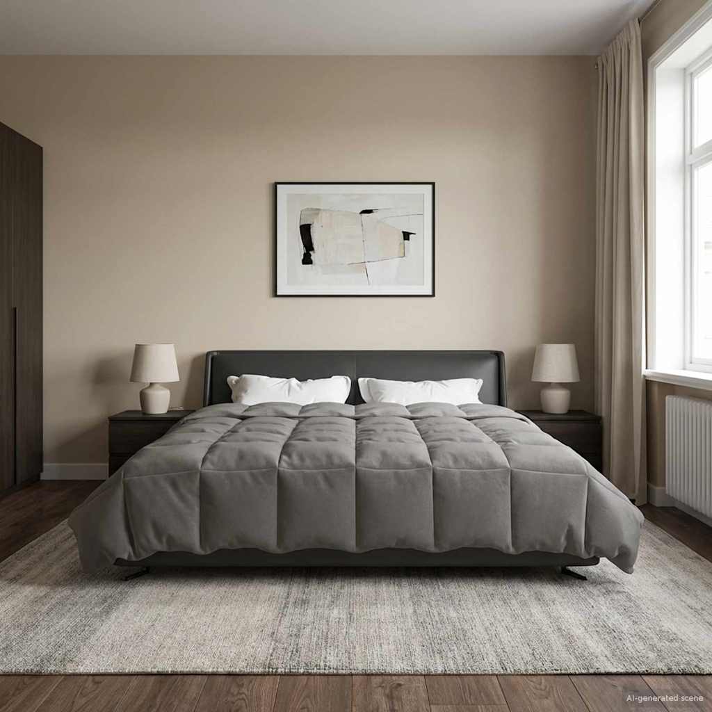 Edredom de verão simples cinzento-claro 220 x 260 cm microfibra