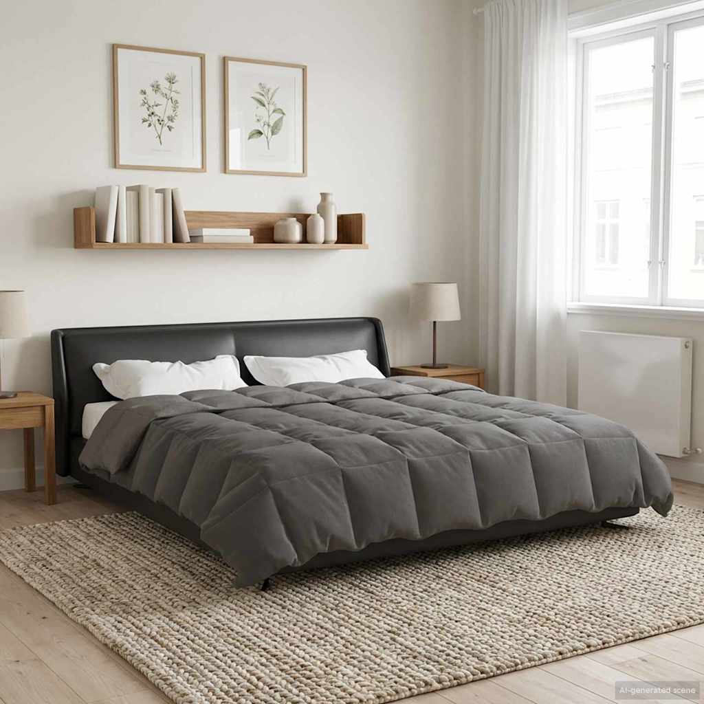 Edredom de verão simples cinzento-claro 220 x 260 cm microfibra