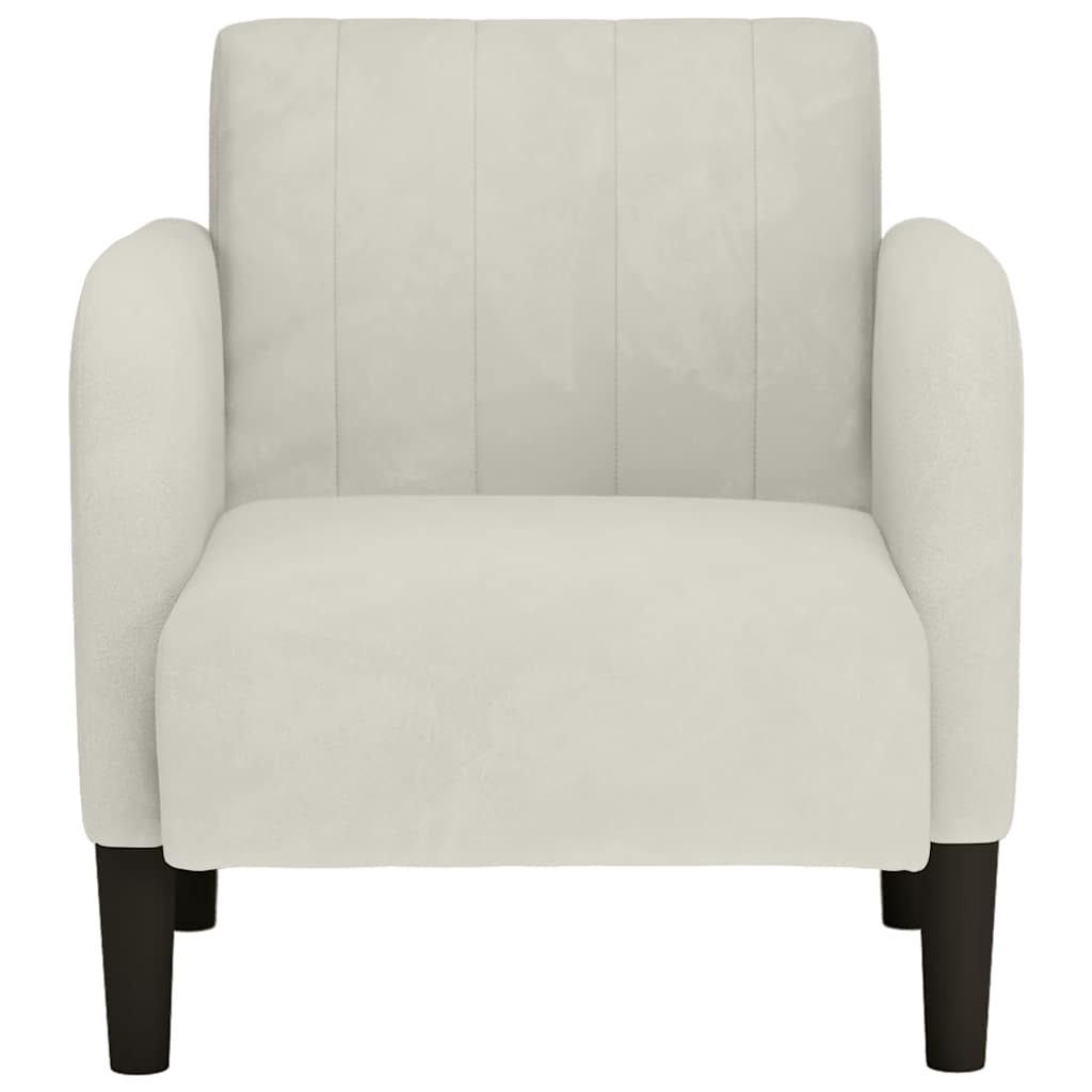 Poltrona com apoio de braços 54 cm veludo creme
