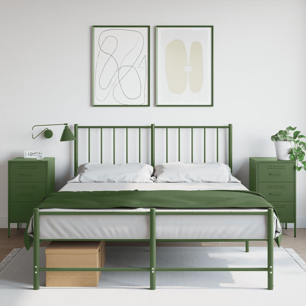Mesas de cabeceira 2 pcs 36x39x68 cm aço verde-azeitona