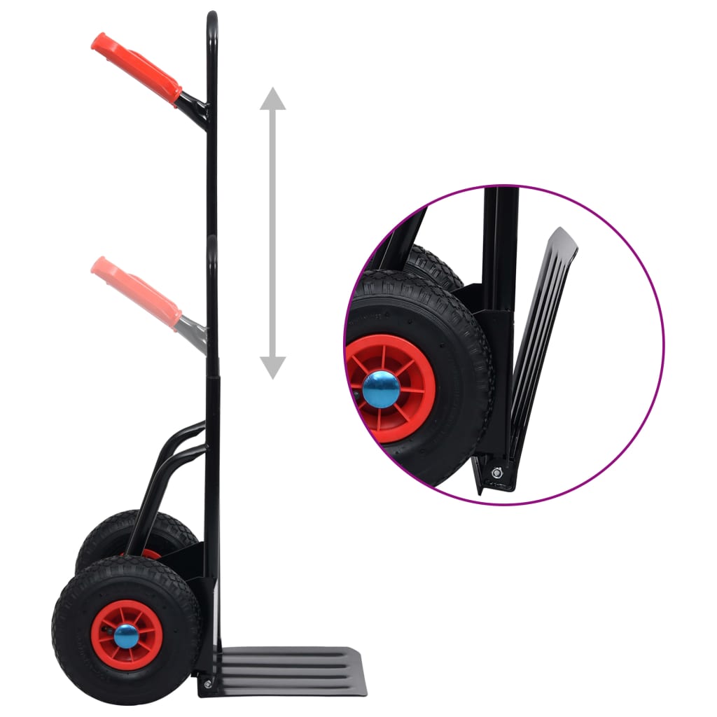 Carrinho de mão telescópico 200 kg preto e vermelho