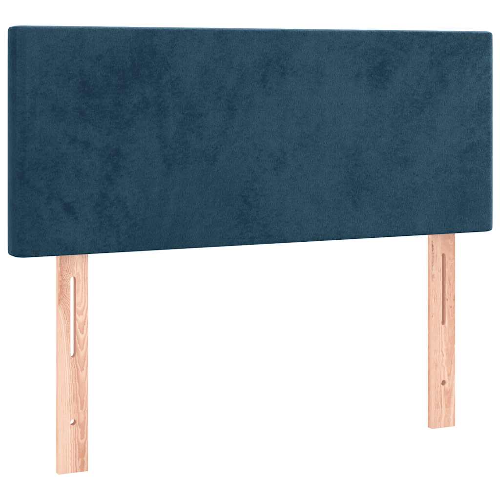 Cabeceira de cama c/ luzes LED veludo 100x5x78/88cm azul-escuro