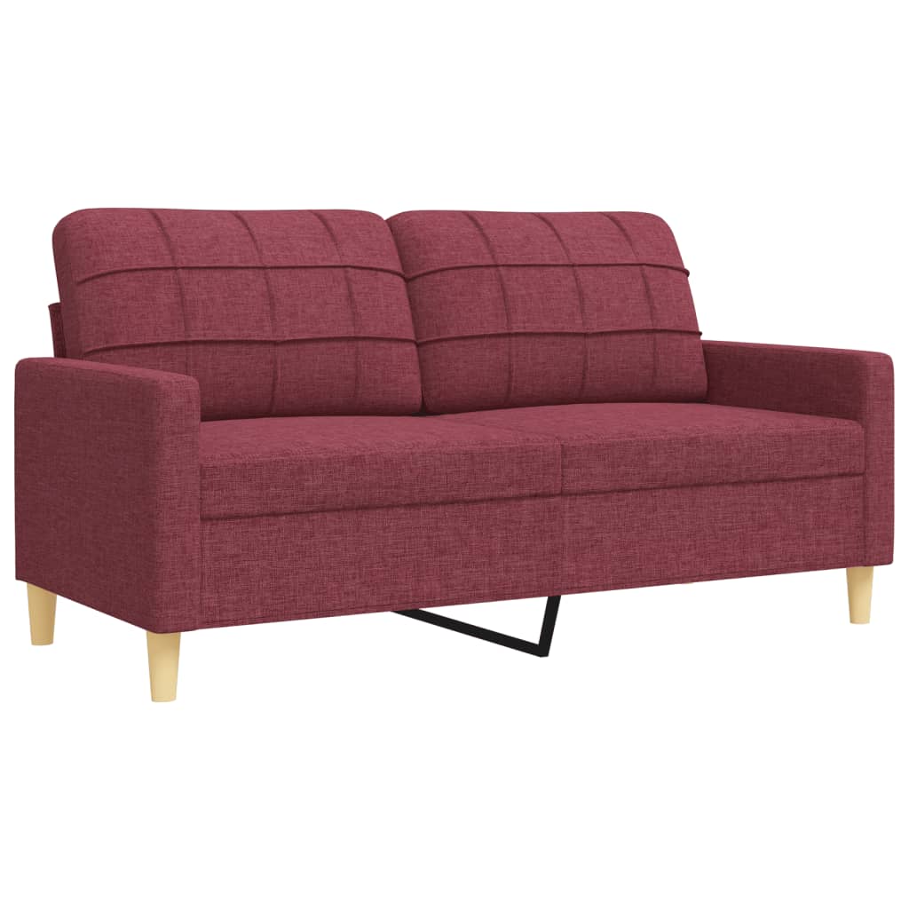 3 Pcs conjunto de sofás com apoio de pés tecido vermelho tinto