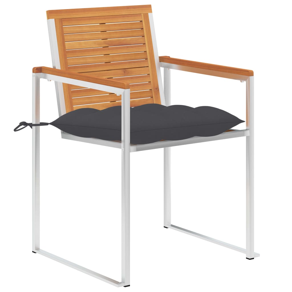 Cadeiras de jardim com almofadões 2 pcs acácia maciça e aço