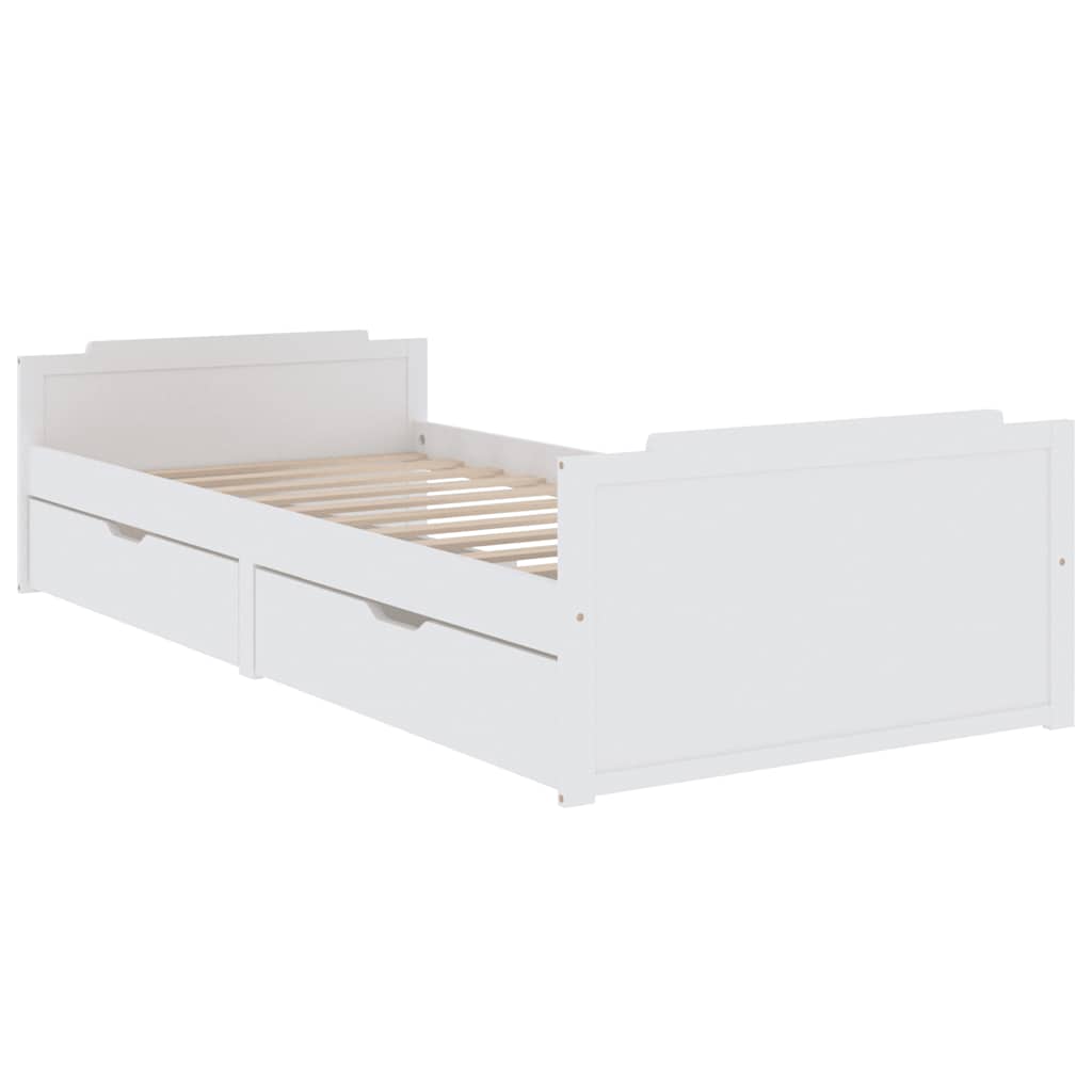 Estrutura de cama com gavetas 90x200 cm pinho maciço branco