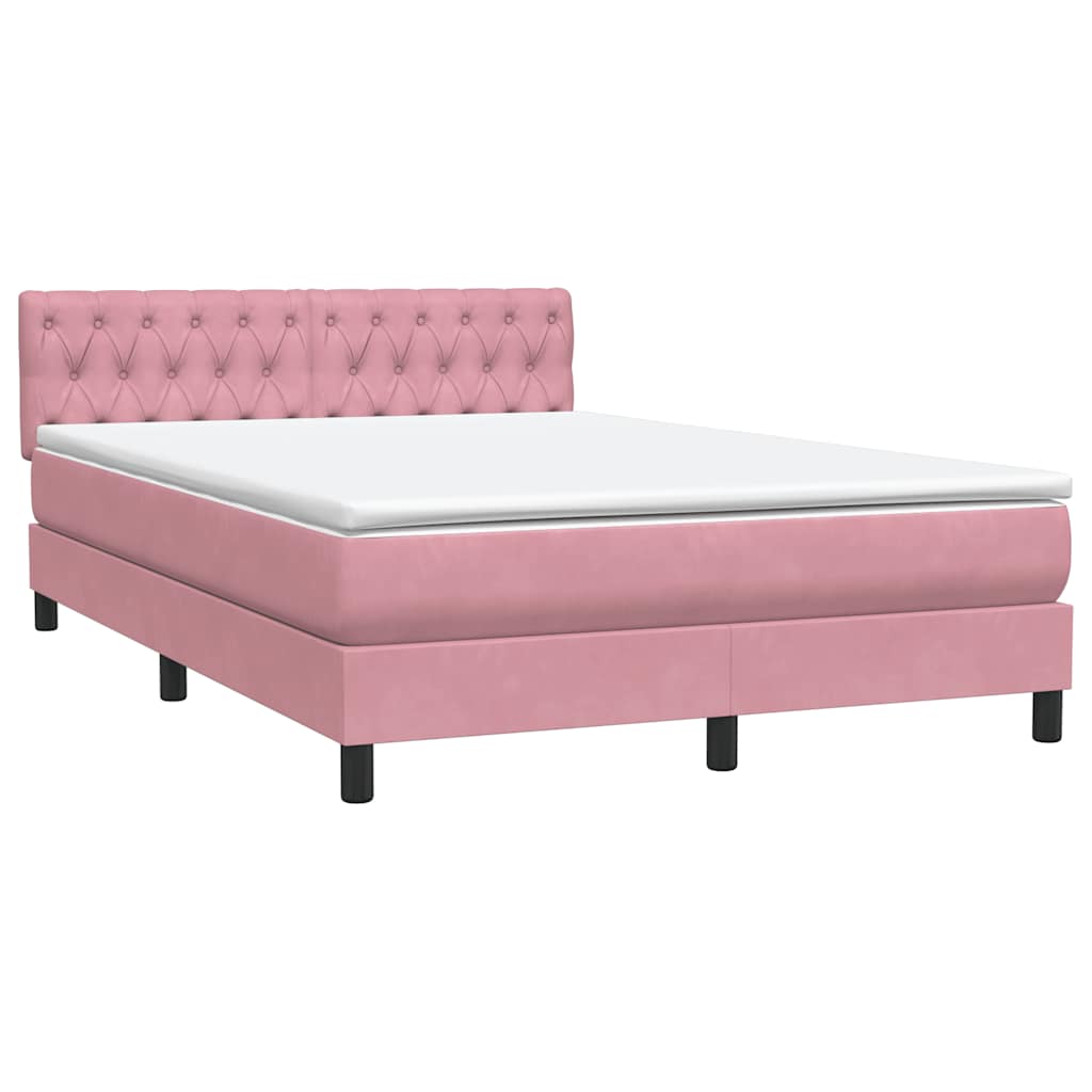 Cama com molas/colchão 140x220 cm veludo rosa