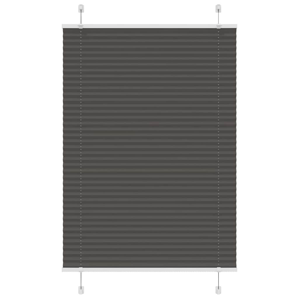 Preto plissada cega 85x150 cm largura tecido 84,4 cm poliéster