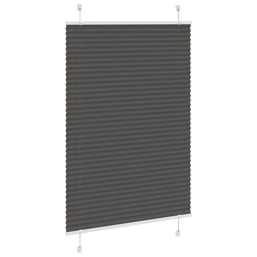 Preto plissada cega 85x150 cm largura tecido 84,4 cm poliéster