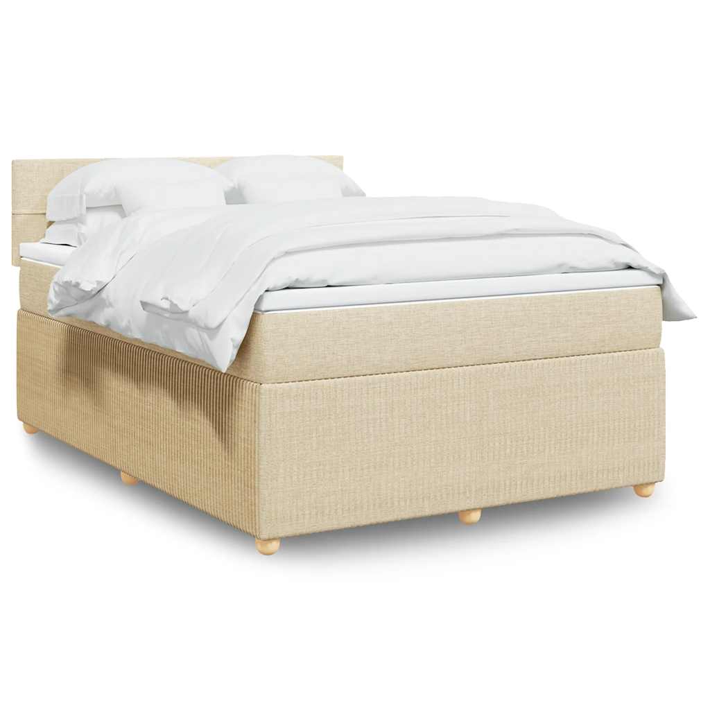 Cama com molas/colchão 140x200 cm tecido cor creme