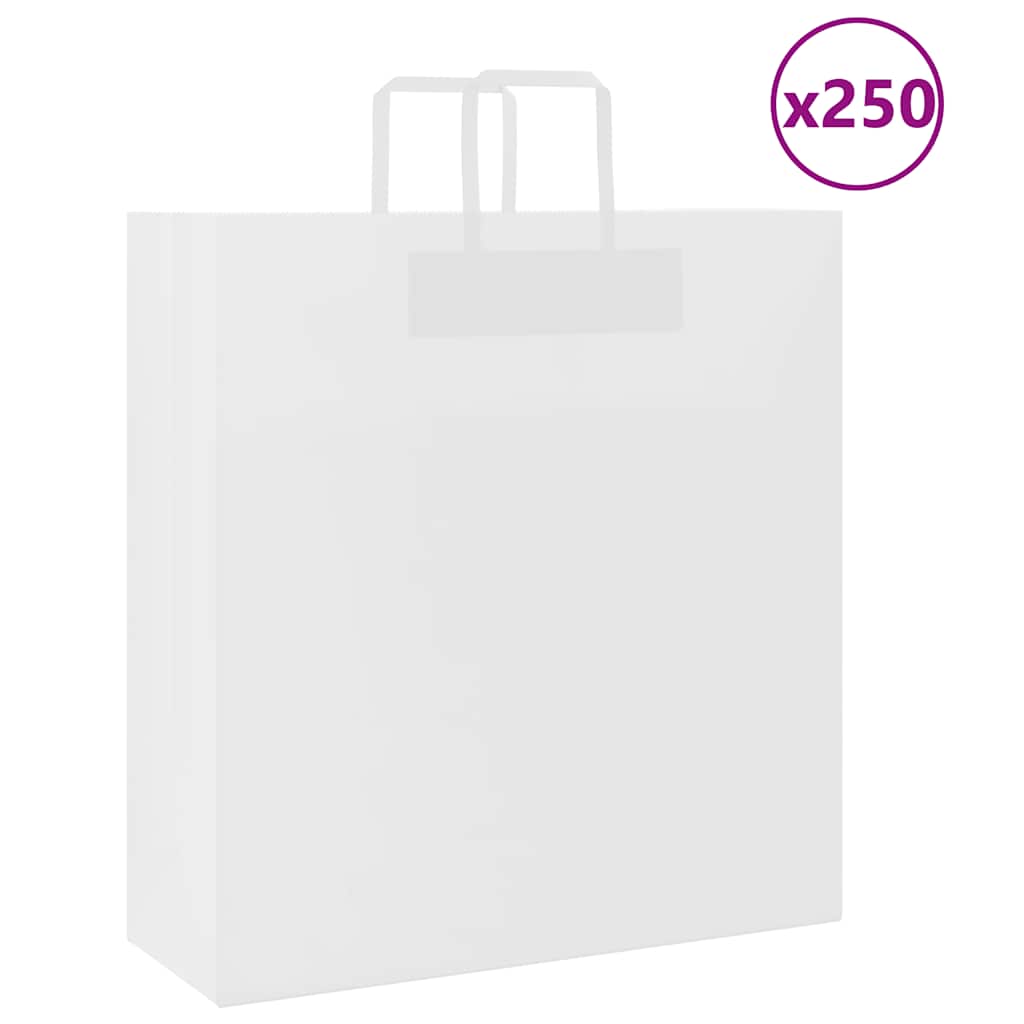 Sacos de papel 250 unid com alças branco 45x17x48 cm