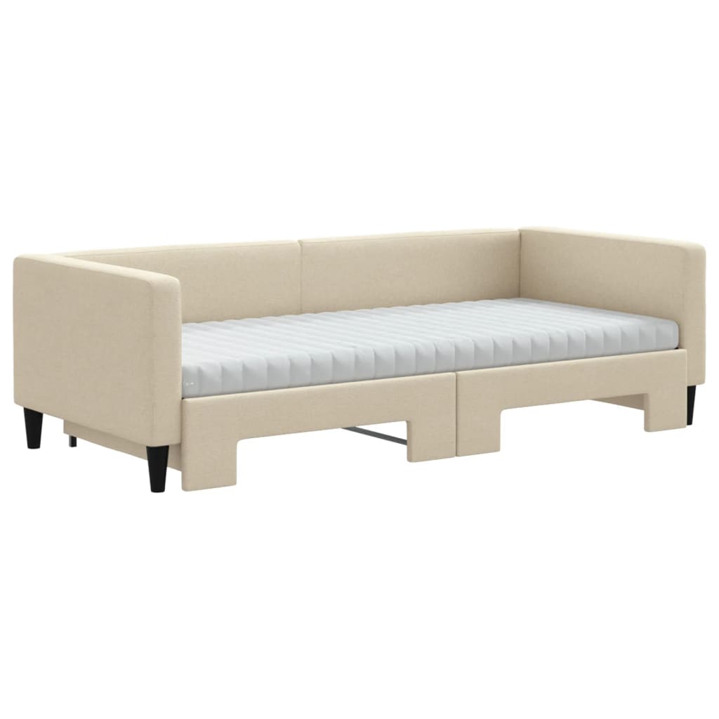 Sofá-cama c/ gavetão e colchões 90x200 cm tecido cor creme
