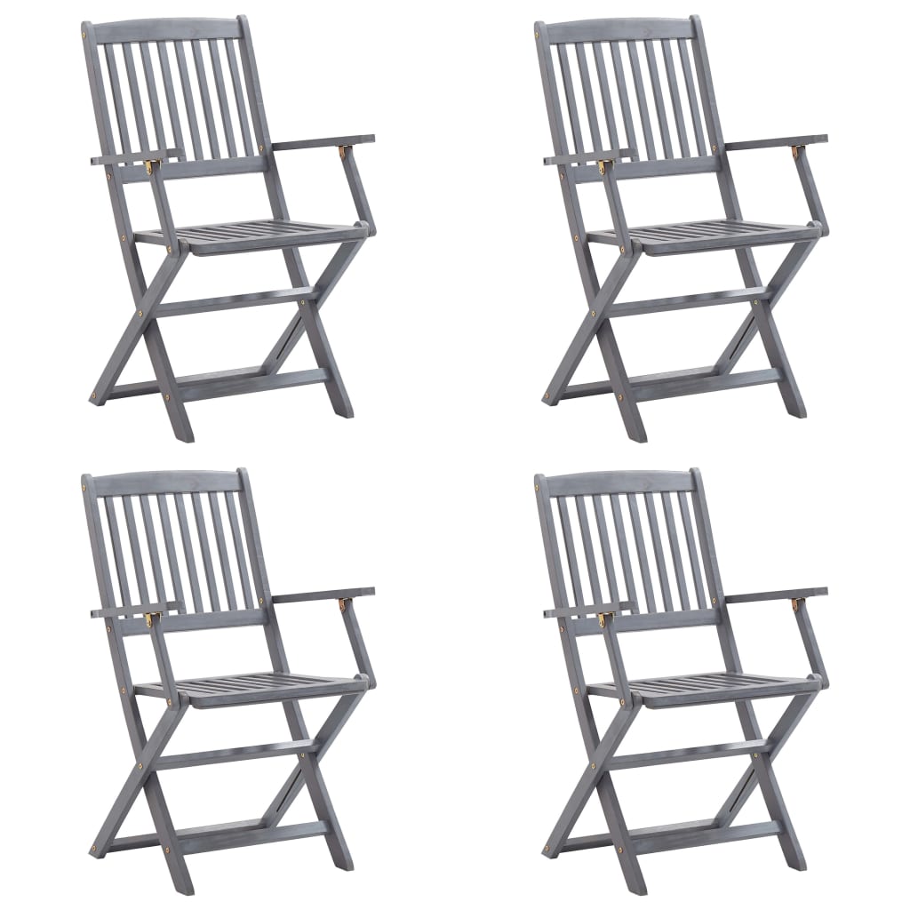 Cadeiras exterior dobráveis c/ almofadões 4 pcs acácia maciça