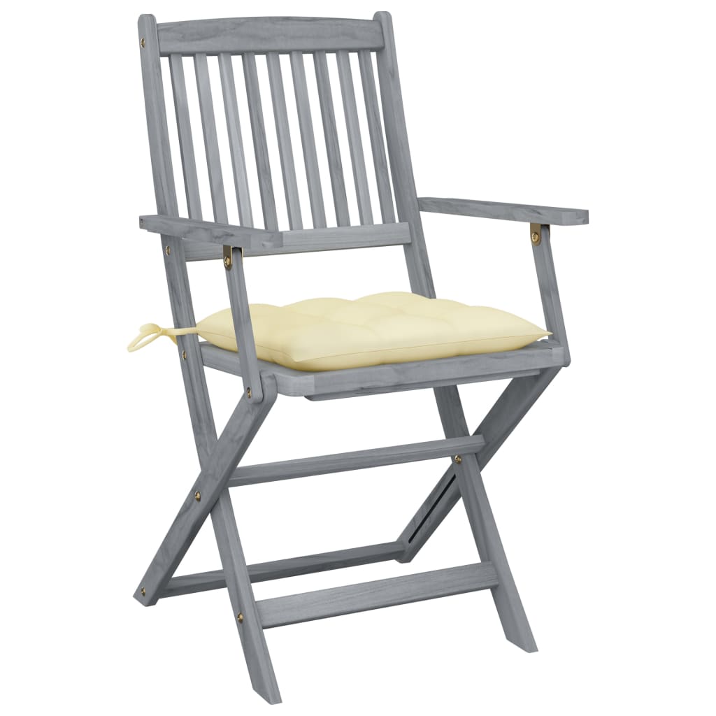 Cadeiras exterior dobráveis c/ almofadões 4 pcs acácia maciça