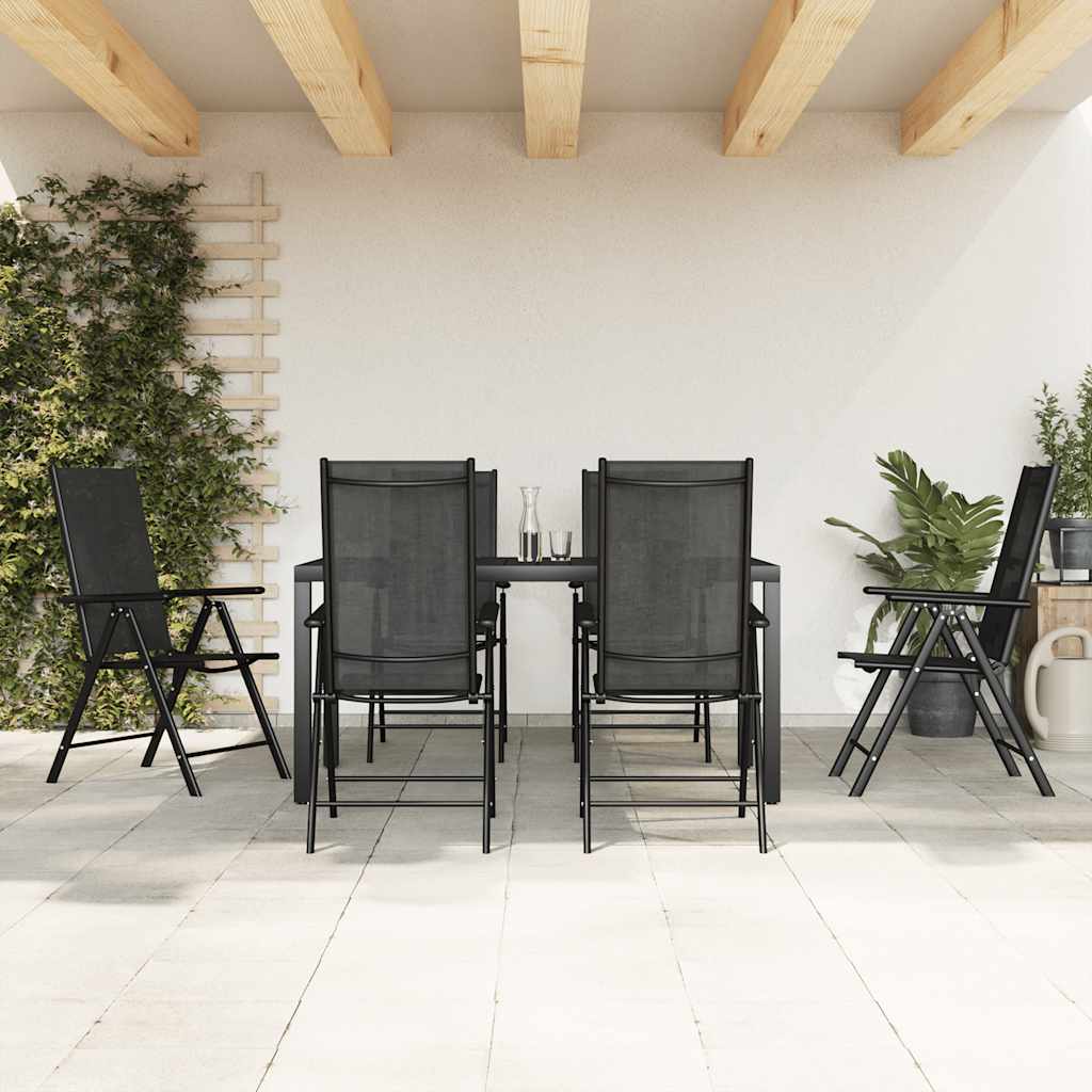 7 Pcs conjunto de jantar para jardim alumínio preto