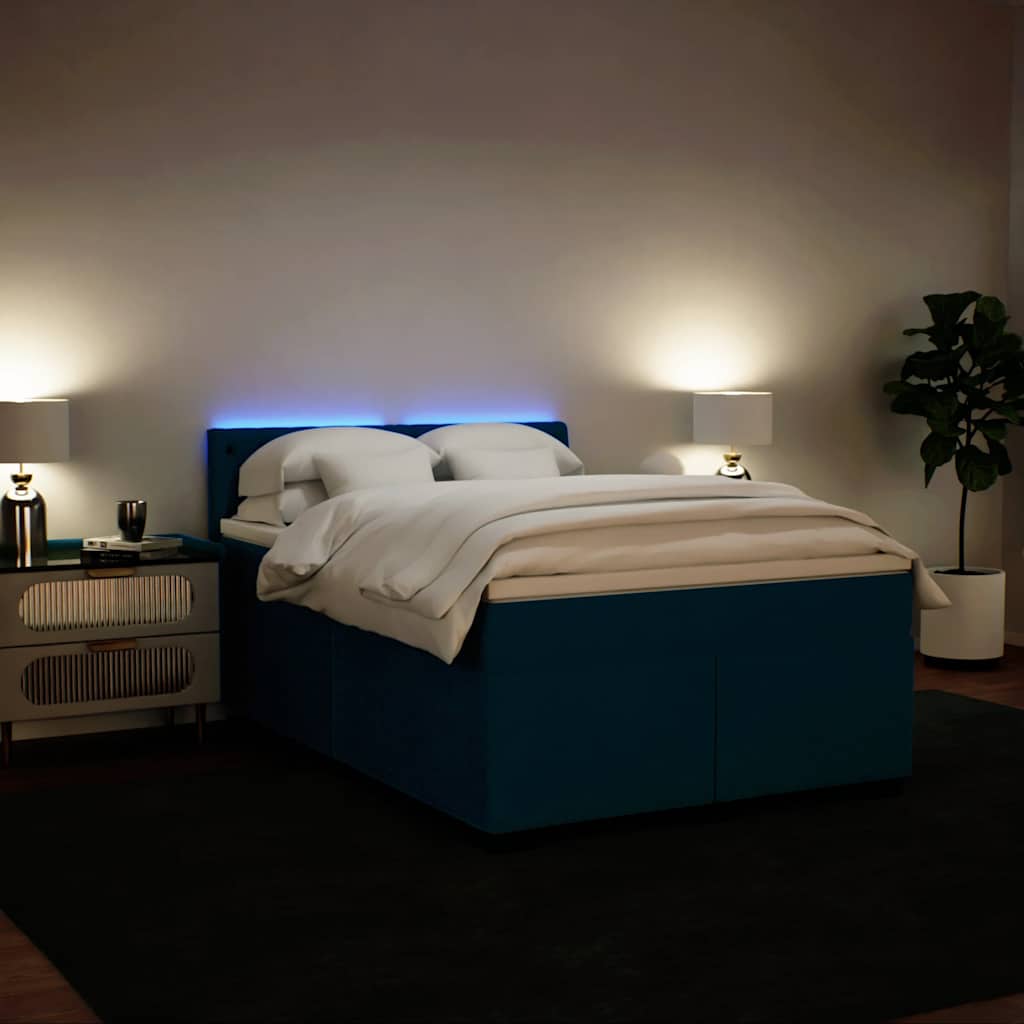 Cama com molas/colchão 160x200 cm veludo azul