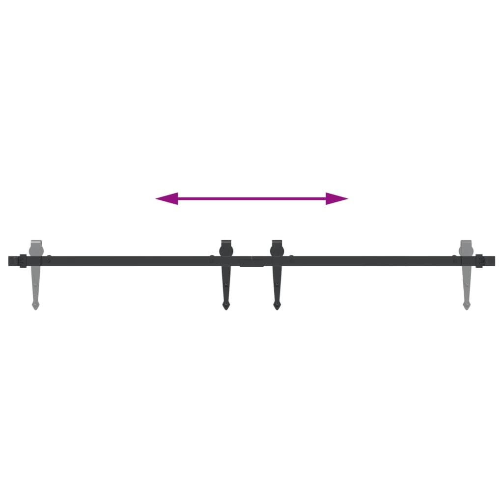 Mini kit p/ porta de armário deslizante 122cm aço carbono preto