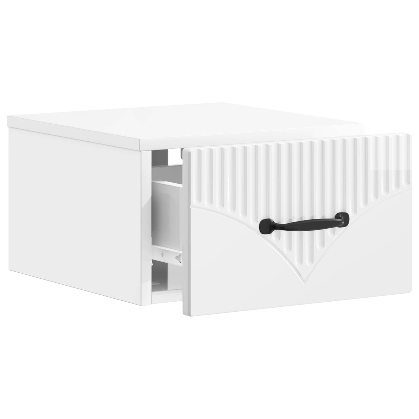Gabinete de canto montado na parede com gaveta branco brilhante