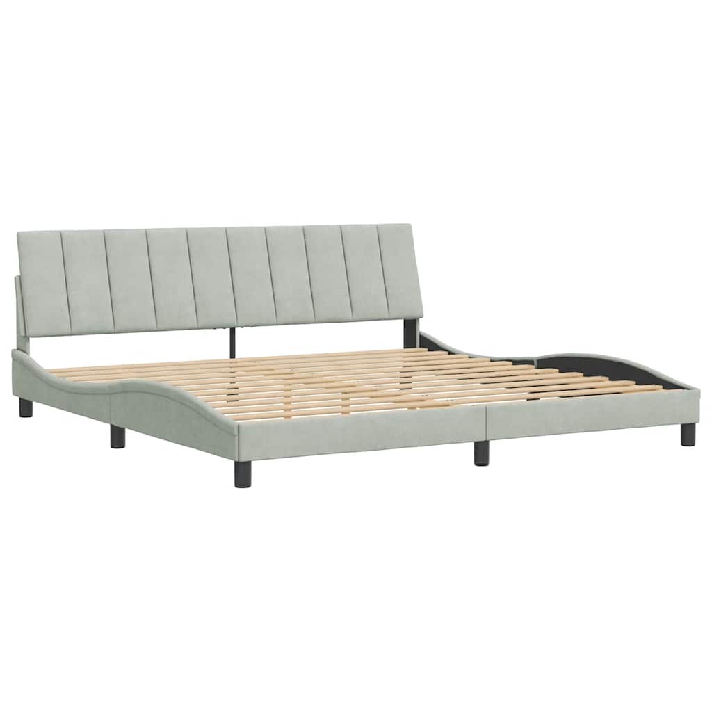 Estrutura de cama sem colchão hanko 200x200 cm veludo cinzento-claro