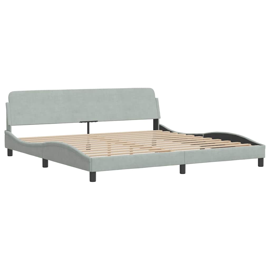 Estrutura de cama sem colchão hanko 200x200 cm veludo cinzento-claro