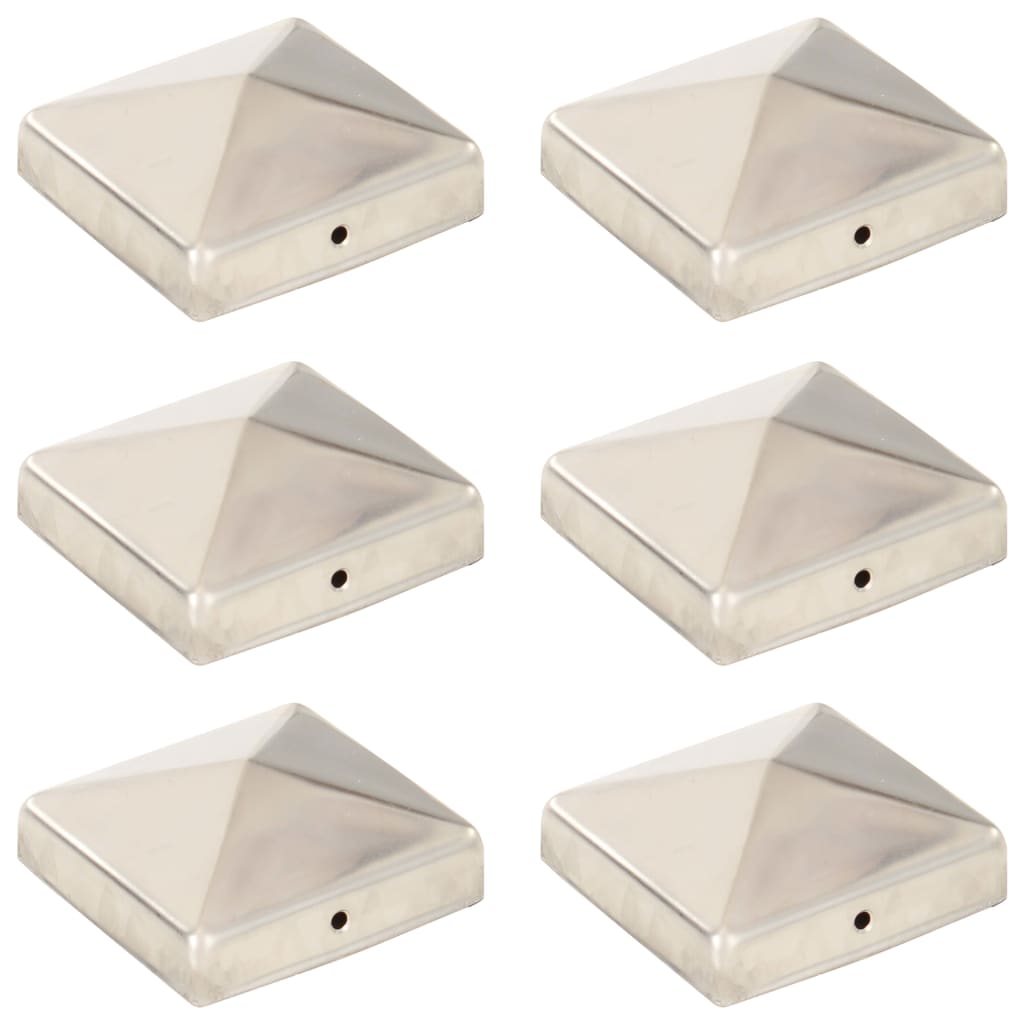 Tampas piramidais p/ postes vedação 6pcs aço inoxidável 81x81mm