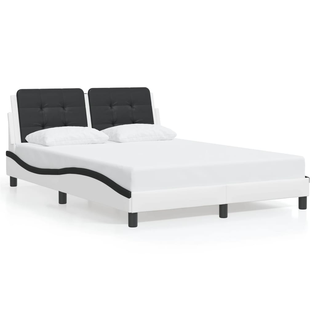 Estrutura de cama com LED sem colchão zadar 140x190cm branco/preto