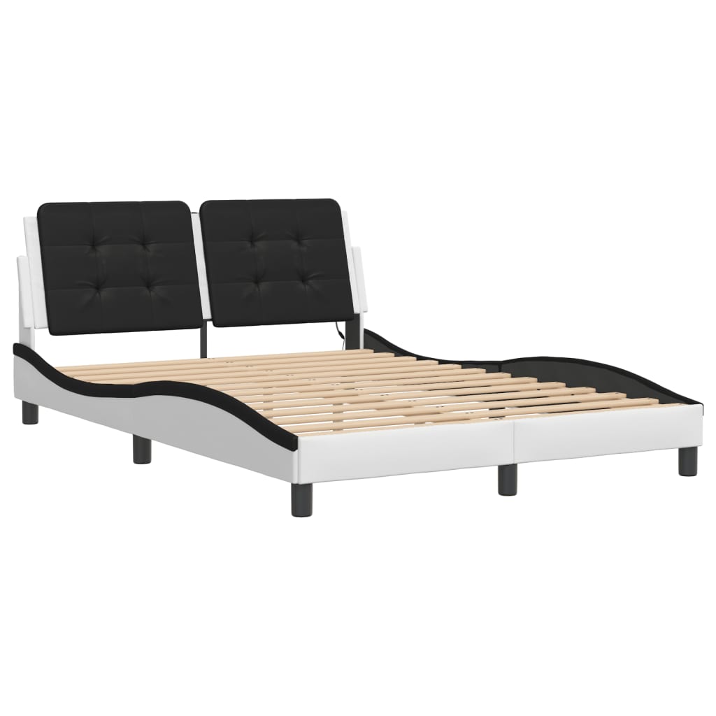 Estrutura de cama com LED sem colchão zadar 140x190cm branco/preto