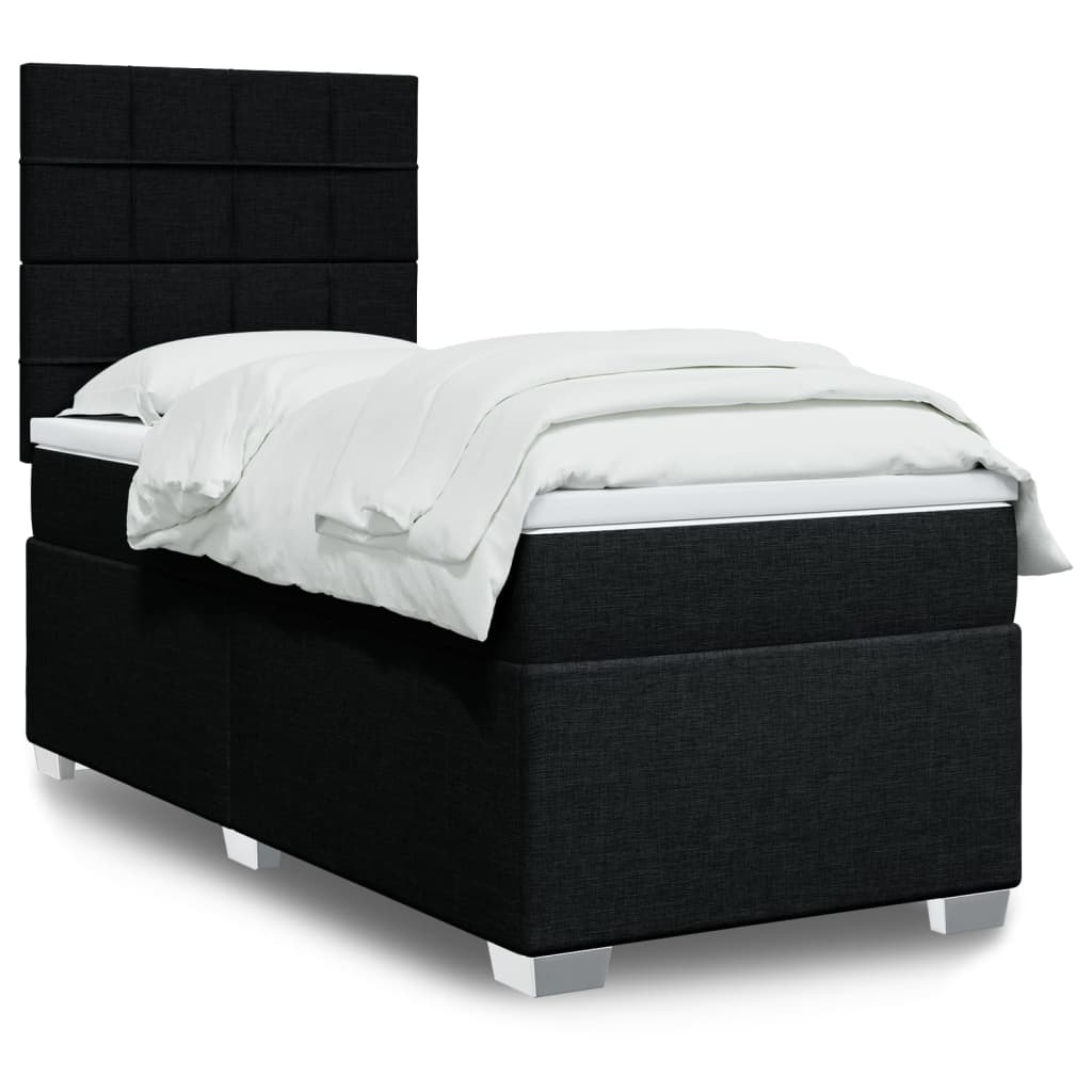 Cama com molas/colchão 80x200 cm tecido preto