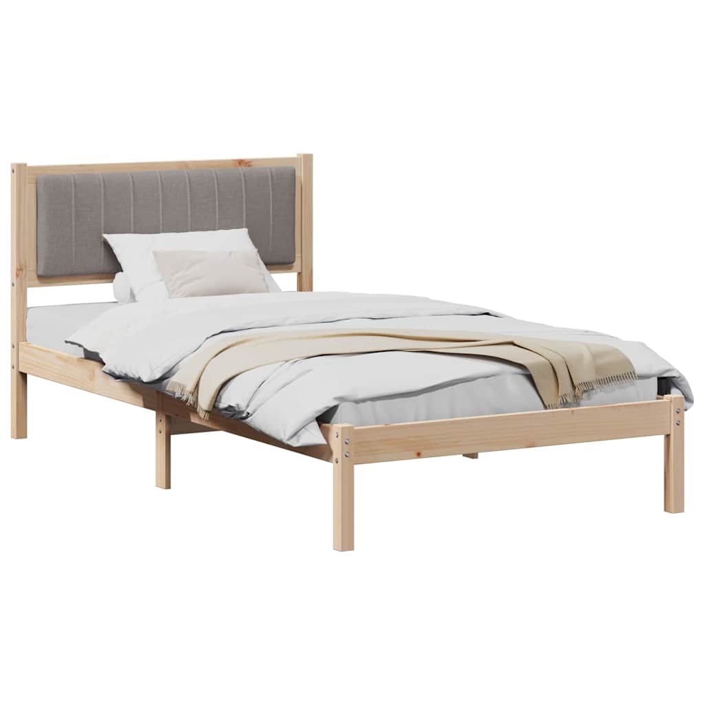 Estrutura de cama com cabeceira estofada cinzento-acastanhado
