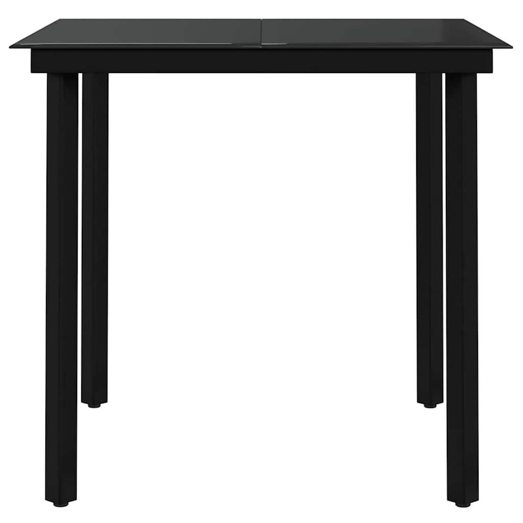 3 Pcs conjunto de jantar para jardim cinzento e preto